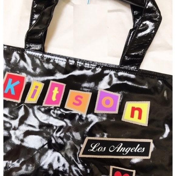 KITSON Los Angeles Black Vinyl Lrg. TOTE BAG - Picture 6 of 11